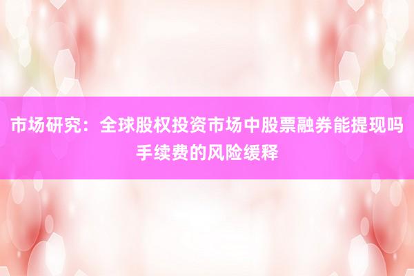 市场研究：全球股权投资市场中股票融券能提现吗手续费的风险缓释