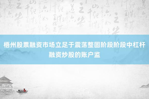 梧州股票融资市场立足于震荡整固阶段阶段中杠杆融资炒股的账户监
