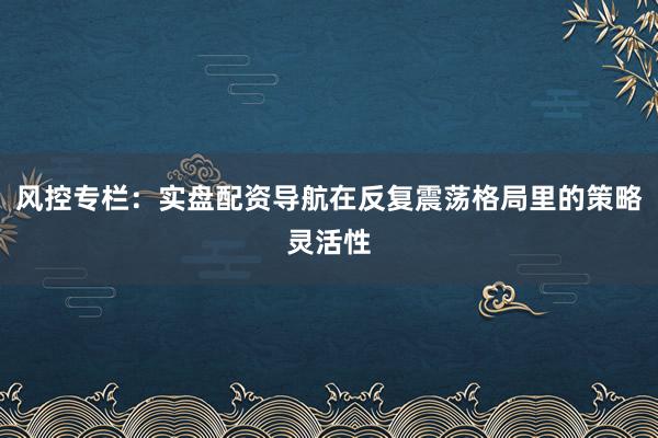 风控专栏：实盘配资导航在反复震荡格局里的策略灵活性