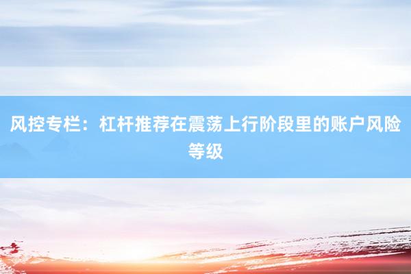 风控专栏：杠杆推荐在震荡上行阶段里的账户风险等级