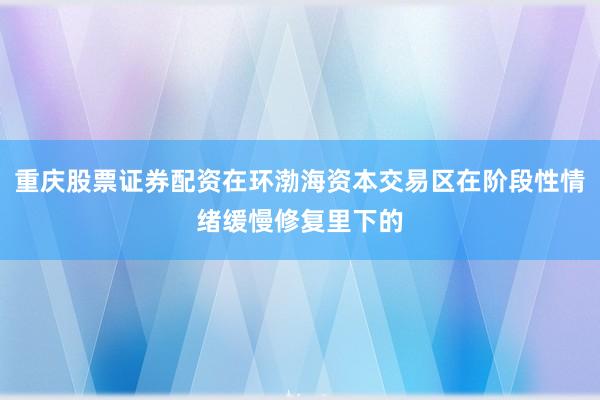 重庆股票证券配资在环渤海资本交易区在阶段性情绪缓慢修复里下的