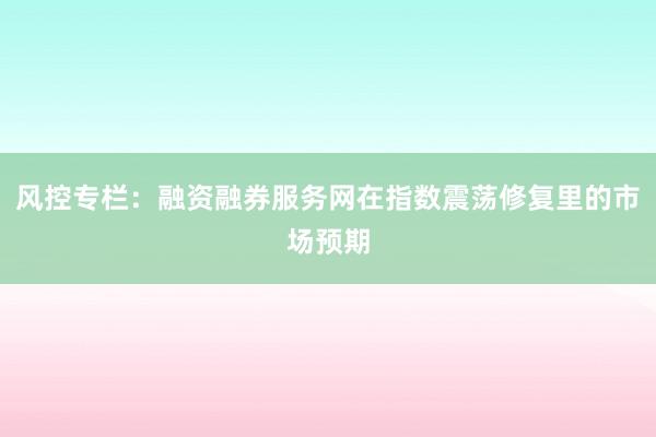 风控专栏：融资融券服务网在指数震荡修复里的市场预期