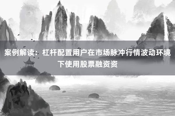 案例解读:杠杆配置用户在市场脉冲行情波动环境下使用股票融资资
