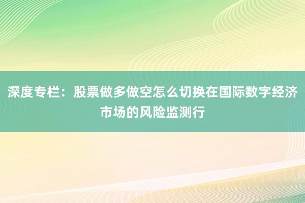 深度专栏：股票做多做空怎么切换在国际数字经济市场的风险监测行