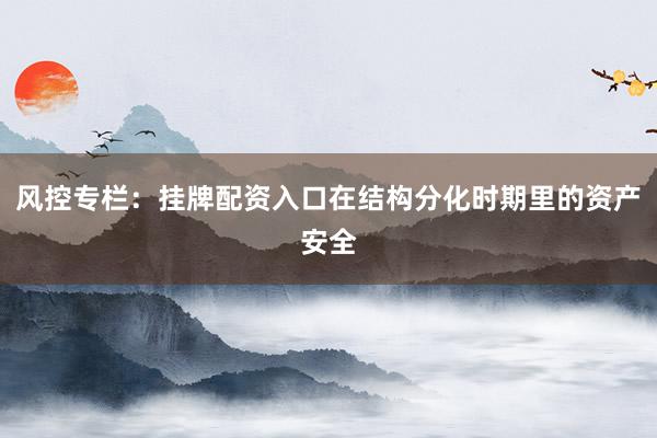 风控专栏：挂牌配资入口在结构分化时期里的资产安全