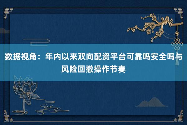数据视角:年内以来双向配资平台可靠吗安全吗与风险回撤操作节奏