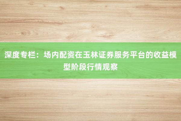 深度专栏：场内配资在玉林证券服务平台的收益模型阶段行情观察