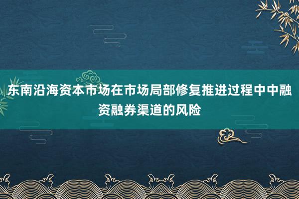 东南沿海资本市场在市场局部修复推进过程中中融资融券渠道的风险