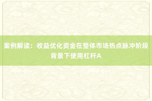 案例解读:收益优化资金在整体市场热点脉冲阶段背景下使用杠杆A