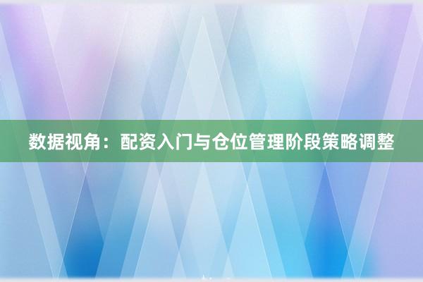 数据视角：配资入门与仓位管理阶段策略调整
