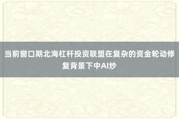 当前窗口期北海杠杆投资联盟在复杂的资金轮动修复背景下中AI炒