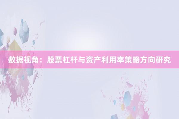 数据视角：股票杠杆与资产利用率策略方向研究