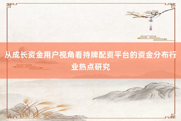 从成长资金用户视角看持牌配资平台的资金分布行业热点研究