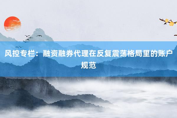 风控专栏:融资融券代理在反复震荡格局里的账户规范
