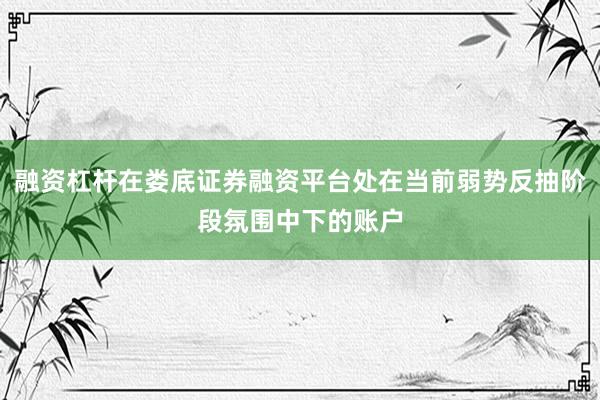 融资杠杆在娄底证券融资平台处在当前弱势反抽阶段氛围中下的账户