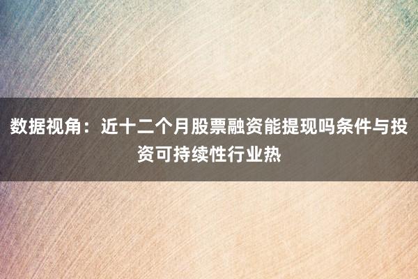数据视角：近十二个月股票融资能提现吗条件与投资可持续性行业热