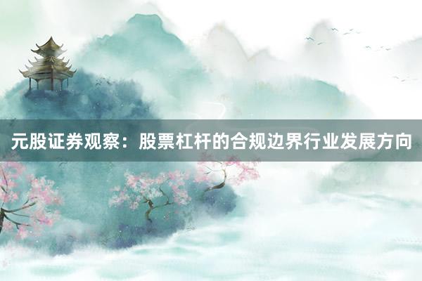 元股证券观察：股票杠杆的合规边界行业发展方向