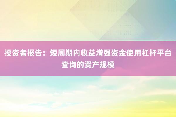 投资者报告：短周期内收益增强资金使用杠杆平台查询的资产规模