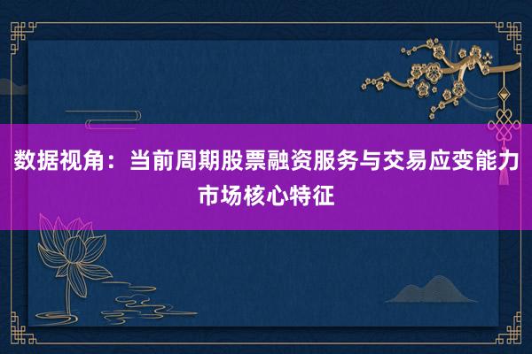 数据视角：当前周期股票融资服务与交易应变能力市场核心特征