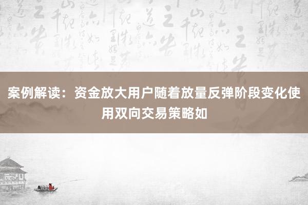 案例解读：资金放大用户随着放量反弹阶段变化使用双向交易策略如