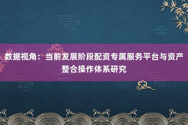 数据视角：当前发展阶段配资专属服务平台与资产整合操作体系研究