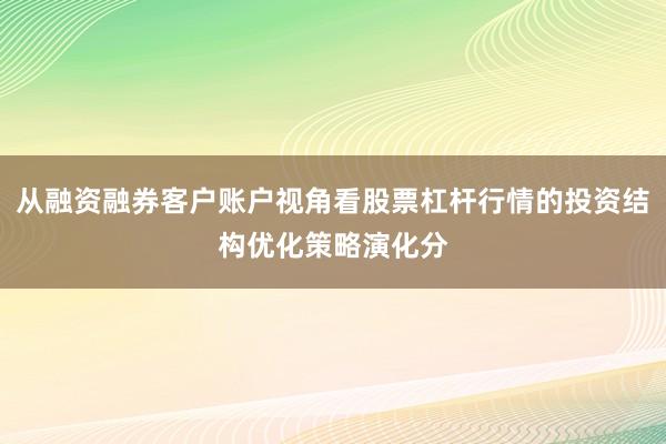 从融资融券客户账户视角看股票杠杆行情的投资结构优化策略演化分
