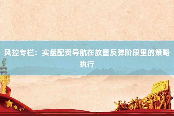 风控专栏：实盘配资导航在放量反弹阶段里的策略执行
