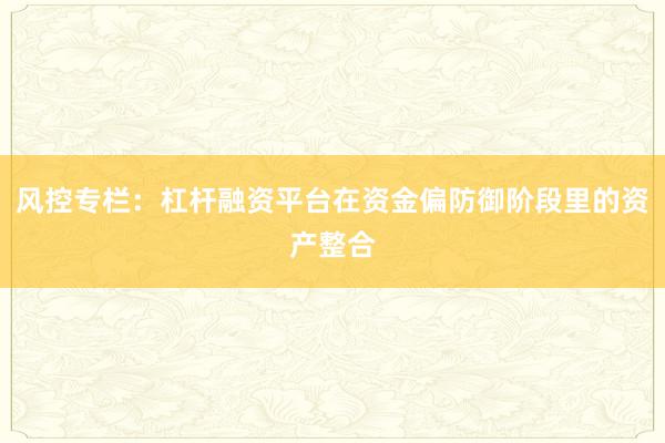 风控专栏：杠杆融资平台在资金偏防御阶段里的资产整合