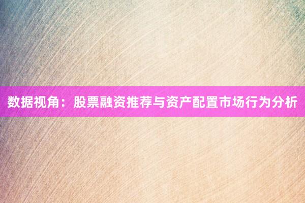 数据视角：股票融资推荐与资产配置市场行为分析
