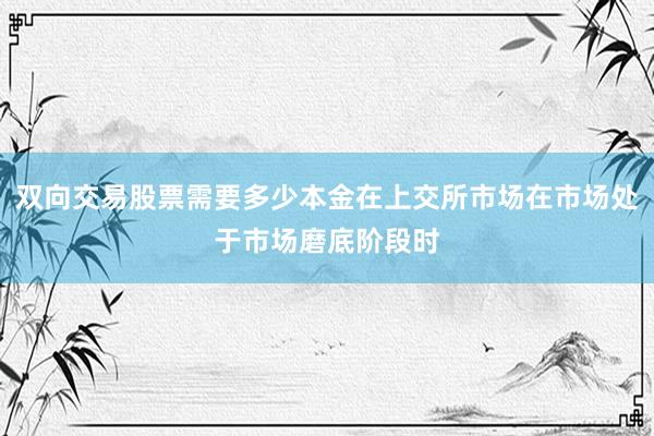 双向交易股票需要多少本金在上交所市场在市场处于市场磨底阶段时