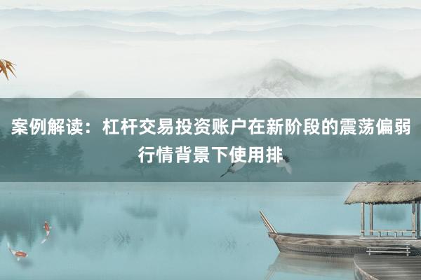 案例解读：杠杆交易投资账户在新阶段的震荡偏弱行情背景下使用排