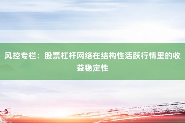 风控专栏:股票杠杆网络在结构性活跃行情里的收益稳定性