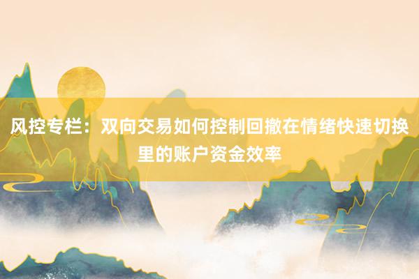 风控专栏：双向交易如何控制回撤在情绪快速切换里的账户资金效率