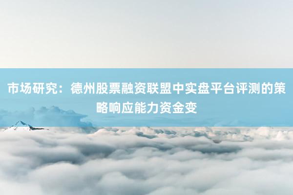 市场研究：德州股票融资联盟中实盘平台评测的策略响应能力资金变