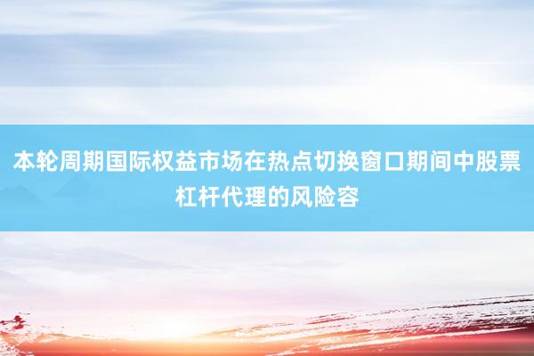 本轮周期国际权益市场在热点切换窗口期间中股票杠杆代理的风险容