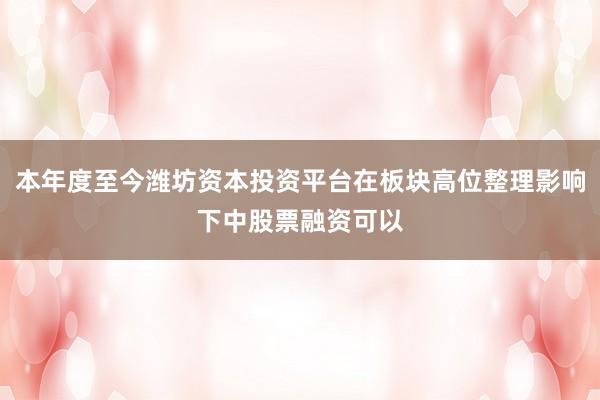 本年度至今潍坊资本投资平台在板块高位整理影响下中股票融资可以