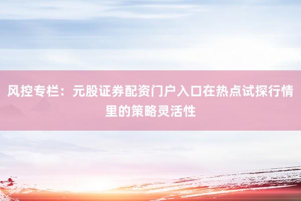 风控专栏：元股证券配资门户入口在热点试探行情里的策略灵活性
