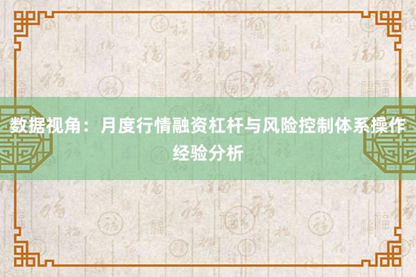 数据视角：月度行情融资杠杆与风险控制体系操作经验分析