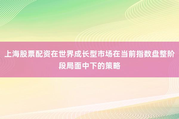上海股票配资在世界成长型市场在当前指数盘整阶段局面中下的策略