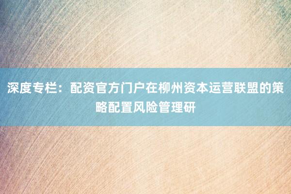 深度专栏：配资官方门户在柳州资本运营联盟的策略配置风险管理研