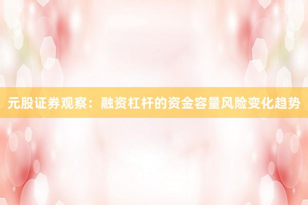 元股证券观察:融资杠杆的资金容量风险变化趋势