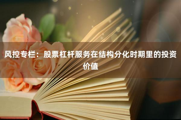 风控专栏：股票杠杆服务在结构分化时期里的投资价值