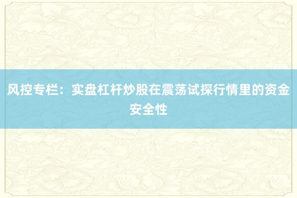 风控专栏：实盘杠杆炒股在震荡试探行情里的资金安全性