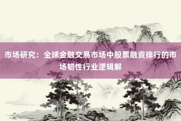 市场研究:全球金融交易市场中股票融资排行的市场韧性行业逻辑解