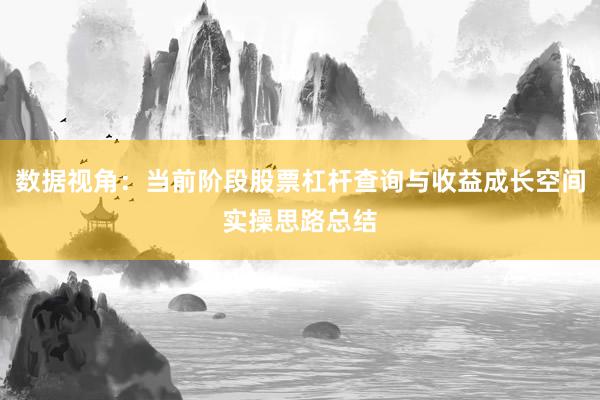 数据视角：当前阶段股票杠杆查询与收益成长空间实操思路总结