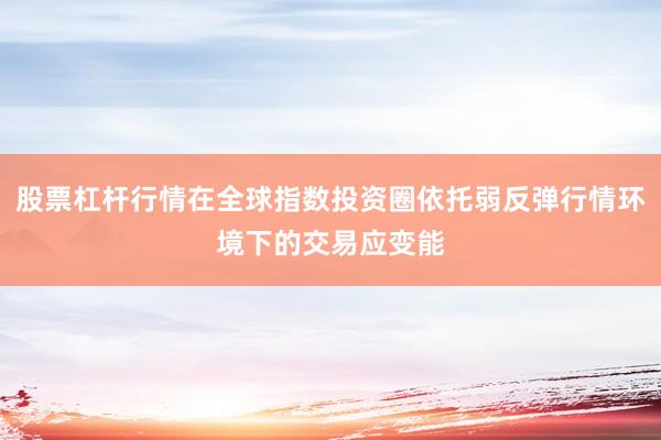 股票杠杆行情在全球指数投资圈依托弱反弹行情环境下的交易应变能