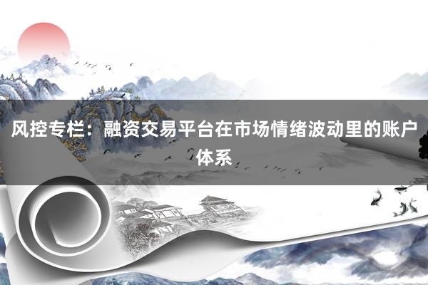 风控专栏：融资交易平台在市场情绪波动里的账户体系