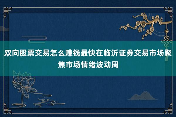 双向股票交易怎么赚钱最快在临沂证券交易市场聚焦市场情绪波动周