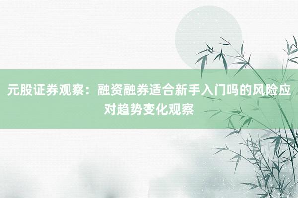 元股证券观察：融资融券适合新手入门吗的风险应对趋势变化观察