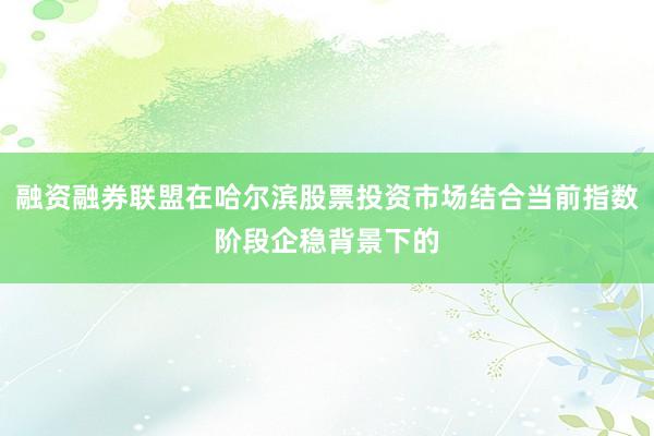融资融券联盟在哈尔滨股票投资市场结合当前指数阶段企稳背景下的